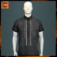 💕🔥 Obra ni Juan Inno Fit (Regular Fit) Polo Barong With Print - Dark Grey (1040)