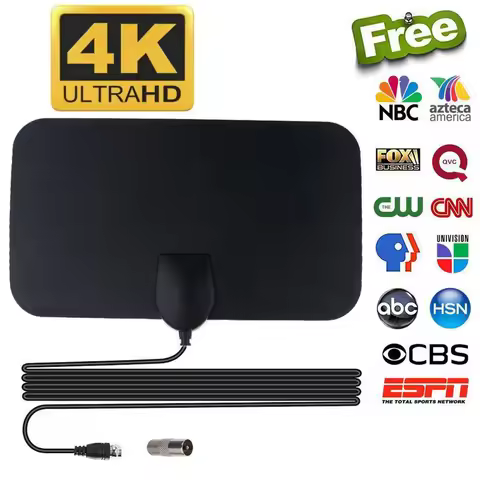 4K 1080P 25DB High Gain HD TV DTV Box Digital TV Antenna 4000Mile Booster Active Indoor Aerial Flat 