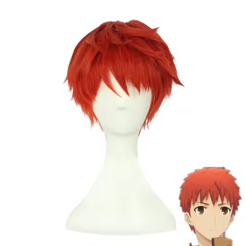 Game FGO Shirou Emiya Red Short Anime Heat Resistance Cosplay Hair Wig Synthetic Hair Fashion Wigs