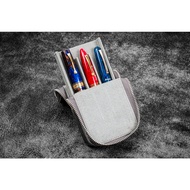 = Small Collection Turkey GALEN LEATHER 3 Pieces Magnetic Upright Zipper Pen Case (Crazy Horse Soot)