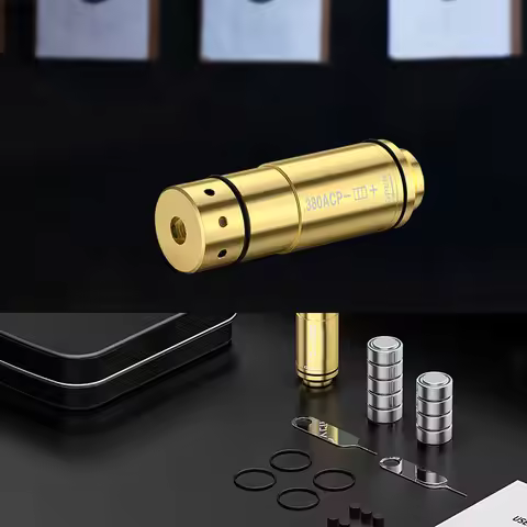 .380ACP Bore Sight Sighting Boresighters Red Laser Training Cartridge with 9 Batteries Replaceable R