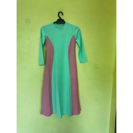 Preloved Dress Kanak Kanak Baju Raya Dress Jubah Kain Tak Panas 2023 Aidilfitri Hijau Muda Pink