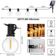 Bóng đèn Edison G40 Đèn Dây Năng Lượng Mặt Trời Ngoài Trời Sân Quả Cầu Cổ Tích Dây Đèn Trang Trí Tiệ