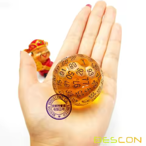 Bescon Translucent Polyhedral Dice 100 Sides Dice, Transparent D100 die, 100 Sided Cube, D100 Game D