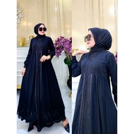 GAMIS ABAYA TURKEY PAYET HITAM FATHIA