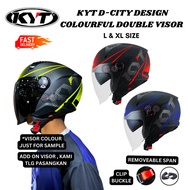 KYT D-CITY COLOURFUL HELMET OPEN FACE DOUBLE VISOR - HELMET STENG KYT D CITY
