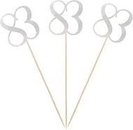 Silver Glitter 83rd Birthday Centerpiece Sticks, 12-Pack Number 83 Table Topper Anniversary Party De