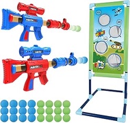 SpringFlower Shooting Game Toy for 5 6 7 8 9 10+ Years Olds Boys,2pk Foam Ball Popper Air Toy Guns w