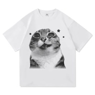 Y2K Style Funny Cat Graphic T-Shirt With Text "I Don't Think So I Exist." Harajuku Premium Cotton
