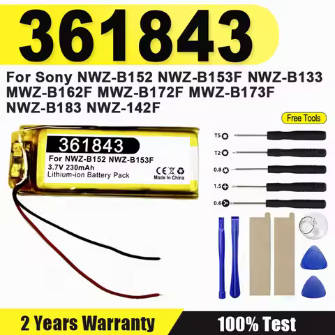 Replace Battery 361843 For Sony NWZ-B152 NWZ-B153F NWZ-B133 MWZ-B162F MWZ-B172F MWZ-B173F NWZ-B183 N