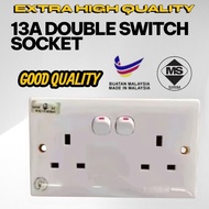 READY STOCK [SIRIM] 13A DOUBLE SWITCH SOCKET/13AMP 2 GANG  SWITCH SOCKET/13A DOUBLE SWITCH SOCKET / 