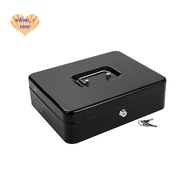 Cash Box Metal Cash Box with Tray and Key Lock, Tiered Locking Cash Box,  Lock Safe with 4 Bills, 5 