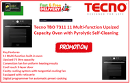 Tecno TBO7311 11 Multi-function Upsized Capacity Oven with Pyrolytic Self-Cleaning / FREE EXPRESS DELIVERY