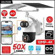 4g Sim Solar Energy Surveillance Camera 4k 50x Zoom Dual Lens Outdoor 10mp Wifi Security Ptz Humanoi