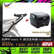 SET KOMBO KOTAK/BOX GIVI B32NB TOP CASE + GIVI HONDA WAVE 125I 2019 HRV HEAVY DUTY RACK