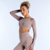 DFYNE Round Neck Hollow Back Crop Top - Perfect for Yoga
