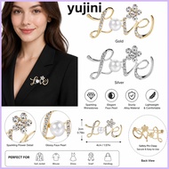 YUJINI Love Letter Brooch, Faux Pearl Rhinestone Cardigan Clip, Gifts Sparkling Safety Pin Back Deco