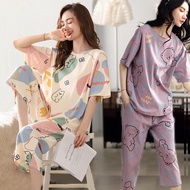 Cotton Pajamas Baju Short Pants Sleeve Wanita  ins Casual Plus Size Baju Tidur Prempuan Nightwear