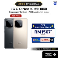 [Online Promo] iQOO Neo 10 5G 24*GB+256GB SDM 8sGen4+Q1, 7000mAh 120W, 1.5k 144Hz, 7K VC Cooling, NF