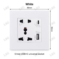 LSG เต้าเสียบสำหรับจุดจ่ายไฟอเนกประสงค์5รูเต้ารับปลั๊กไฟฟ้าผนังติดตั้งพอร์ต USB และ Type C 3.1A PD18