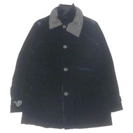 喬治阿瑪尼 (GIORGIO ARMANI Armani) 深海軍藍雙拉鍊連帽天鵝絨大衣，尺寸 54，成色極佳。包含衣架和衣物隔層。義大利製造。正品。