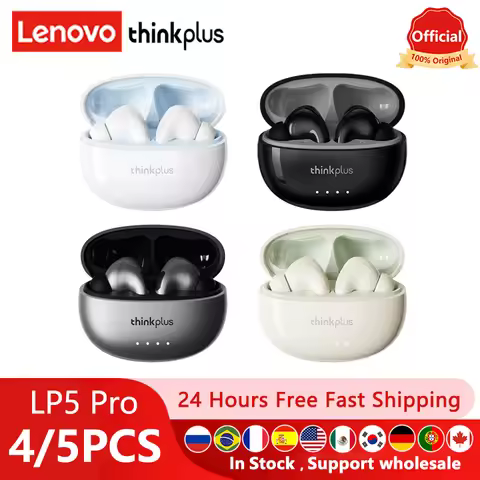 4/5Pcs Lenovo LP5 Pro Headphones TWS Wireless Bluetooth 5.4 Earphones HiFi Sound Earbuds Gaming Spor