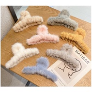 Plush Grab Clip Female Autumn and Winter Bow Hairpin Back of the Head Large Shark Clip Fashion Girl 