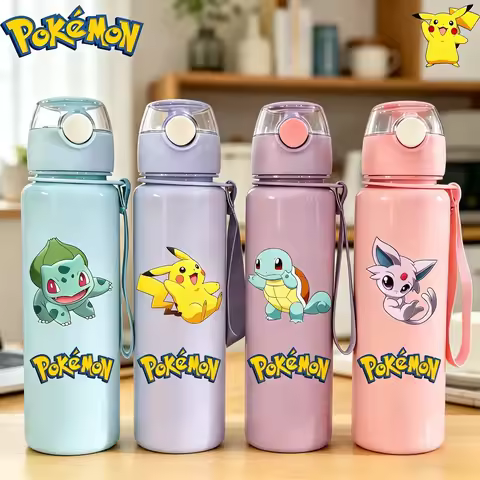 New Kawaii Anime Pokemon Water Bottle 750ml Children 304 Stainless Steel Thermos Cup Boys Girls Spor
