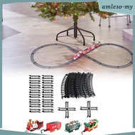 [AmlesoMY] Christmas Electric Train Set Electric Toy Train Set Around The Tree Decor Cargo Cars And 