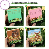yiyi 3D Calendar 2026 Unique Paper Sculpture Sticks,3D Notepad And Clock Art Desktop Calendar,2026 D