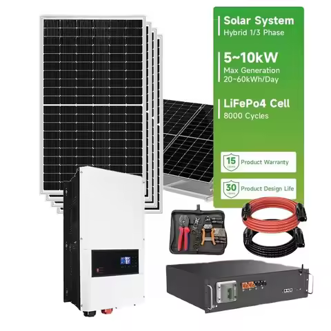50kW Hybrid Solar Inverter 5kW Kit Server Battery 10kW Inverter Solar Panel 700W Convertisseur Hybri