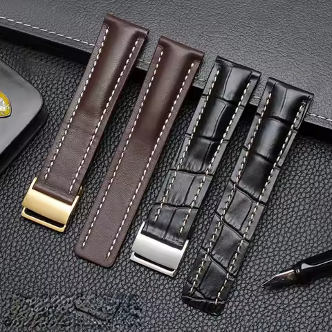 Genuine Leather Watch Strap for Breitling Super Marine Aviation Timing Avengers Challenger Series Ma