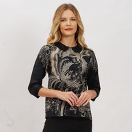 blouse batik wanita premium rianty batik redriva black - l