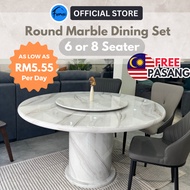 5ft Round Marble Dining Set Meja Makan Berkualiti 8 Kerusi 4.5ft Marble Dining Set 6 Kerusi Meja Mak