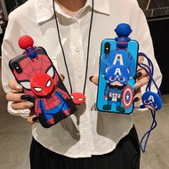 Casing For Samsung galaxy A5 A7 2017 A5 A6 A7 A8 A9 A6Plus A8Plus 2018 Samsung Note9 Note10 Note20 Plus Cartoon cute Spiderman with lanyard soft cover TPU Phone Case