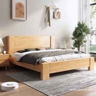 All Solid Wood Bed1.5Simple Home Use Rice Oak1.8Double Bed Master Bedroom Oak1.2m Single Bed Frame