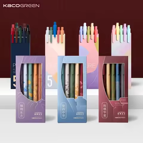 KACO 5pc/Lot Gel Pen Set 2021 New Pучка 0.5MM Color Ink Chinese Style School Pens Stationery Supplie