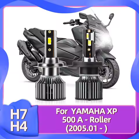 Motorcycle LED 12V Bulb H7 H4 For YAMAHA XP 500 A - Roller 2005 2006 2007 2008 2009 2010 2011 2012 2
