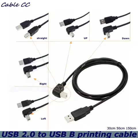 30-150cm USB 2.0 A male to USB B male B type BM up and down left and right corner printer scanner 90