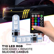 T10 5050 6SMD RGB LED with remote control FLASH Strobe Wedge Base Car Interior Indicator Light Bulbs