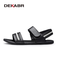 DEKABR รองเท้าแตะรองเท้าผู้ชายหนังแท้ Luxe ใหม่ฤดูร้อนรองเท้าแตะชายหาดผู้ชายสีดำกลางแจ้งผู้ชายรองเท้ารองเท้าลำลองสบาย