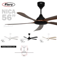 FIERO NICA 56" Darkwood Pine Wood Matte Black Matte White Kipas Siling