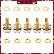 STA 5pcs A500K Potentiometer Splined  Electric Guitar Bass Effect Amp Tone Volume