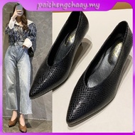 6CM soft leather thick heel pointed toe set feet work women's shoes non-slip wear-resistant large si