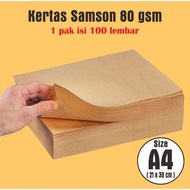 (100 Sheets) Samson Paper Size A4 & F4 80 gsm Samson Paper A4 & F4 Brown Paper Stationery