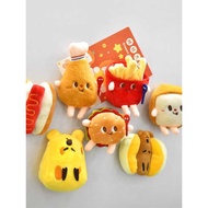 Imitation Food Plush Smiley Face Burger French Fries Refrigerator Stickers Magnet Decoration Three-D