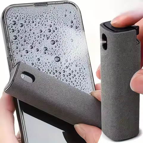 2-in-1 screen cleaning spray bottle, mobile phone, tablet, eyeglasses and electronic products are es