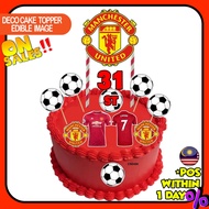 [CUSTOM NUMBERS] Happy Birthday Cake Topper Manchester United Decoration Set Party Accessories Banne