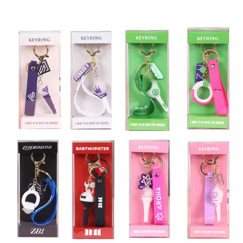Total Link Idols BABYMONSTER GOT7 Keychain SUJU IDLE MINI Lightstick Pendant Keyring Keychains Key R
