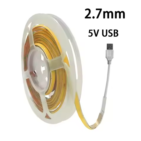 5V USB COB LED Strip Light 2.7mm Super Thin Strips 1m 2m Warm Cool White For Bedroom DIY Decoration 